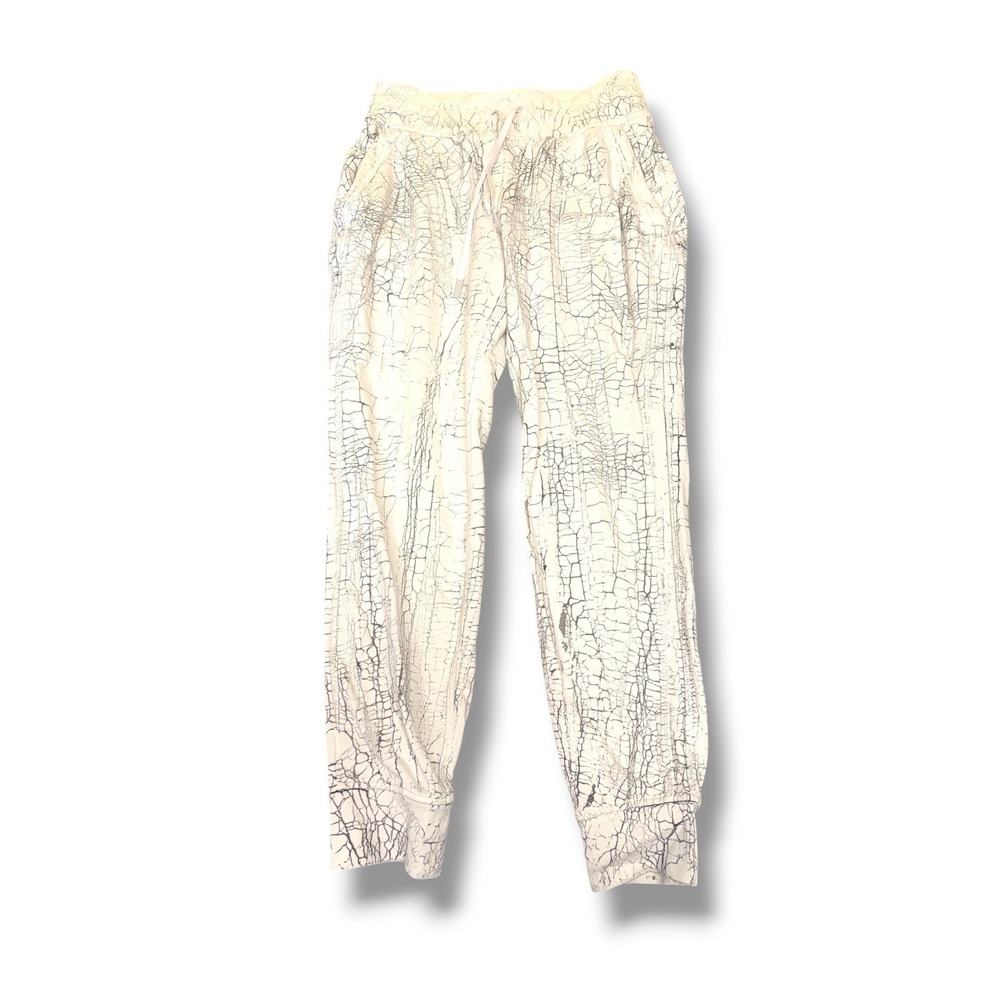 Lululemon Warm Down Jogger 7/8 Womens 6 Thread Dye White Black Cotton Terry Pant